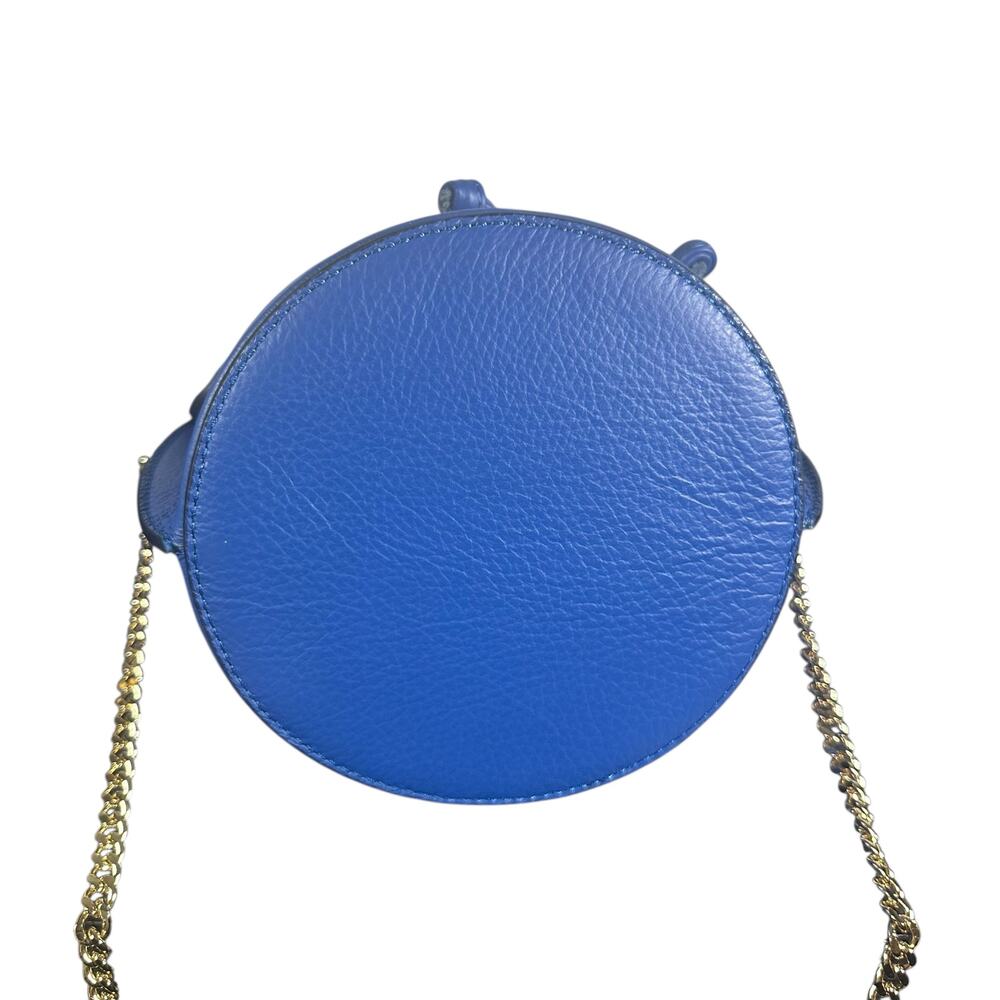 Diva Bags Alcina Bluette Leather Bucket Bag Gold Chain Crossbody made in Italy - Picture 6 of 11